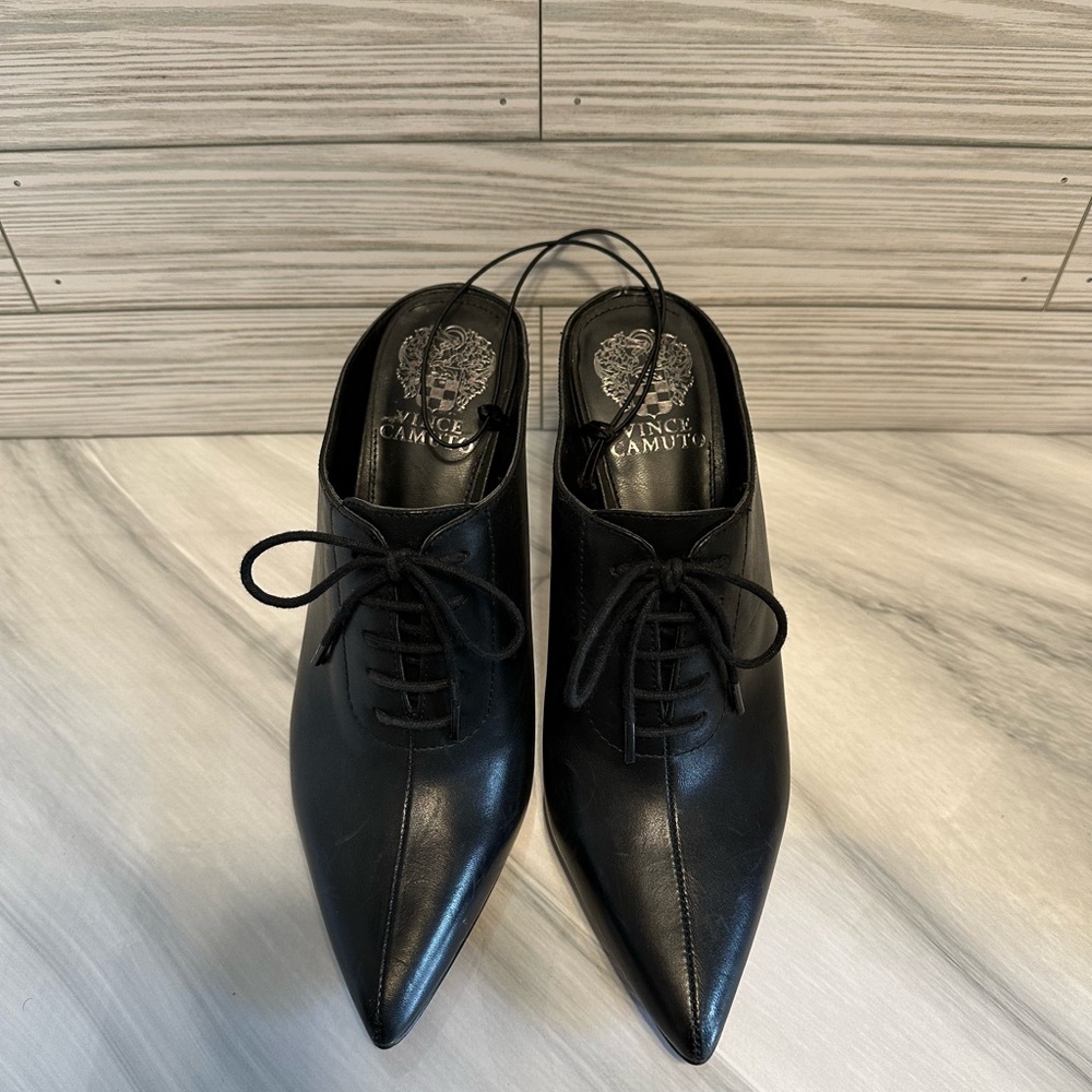 Vince Camuto Black Leather Oxfords
